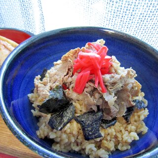 桜ご飯で作る☆簡単☆サッパリ牛丼♪(#^.^#)